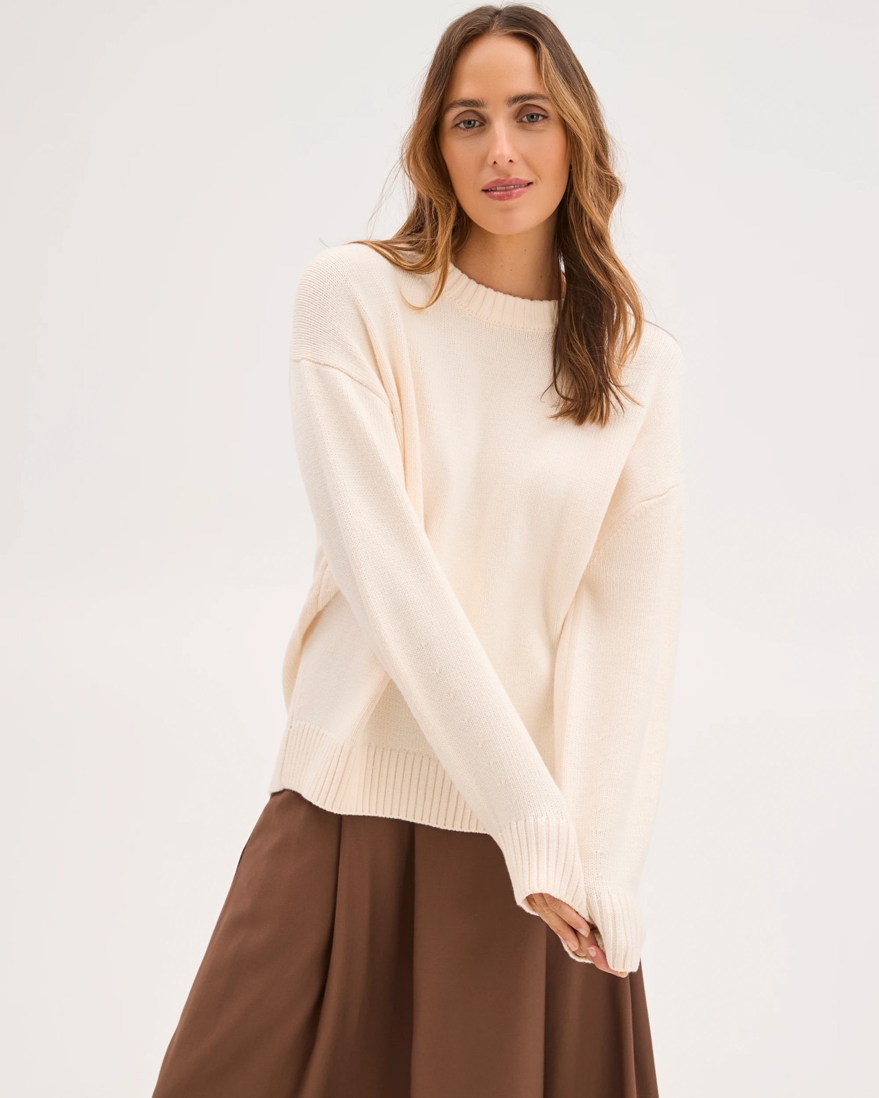 Australian Cotton Blend Oversized Sweater - Pearl 3 of 6