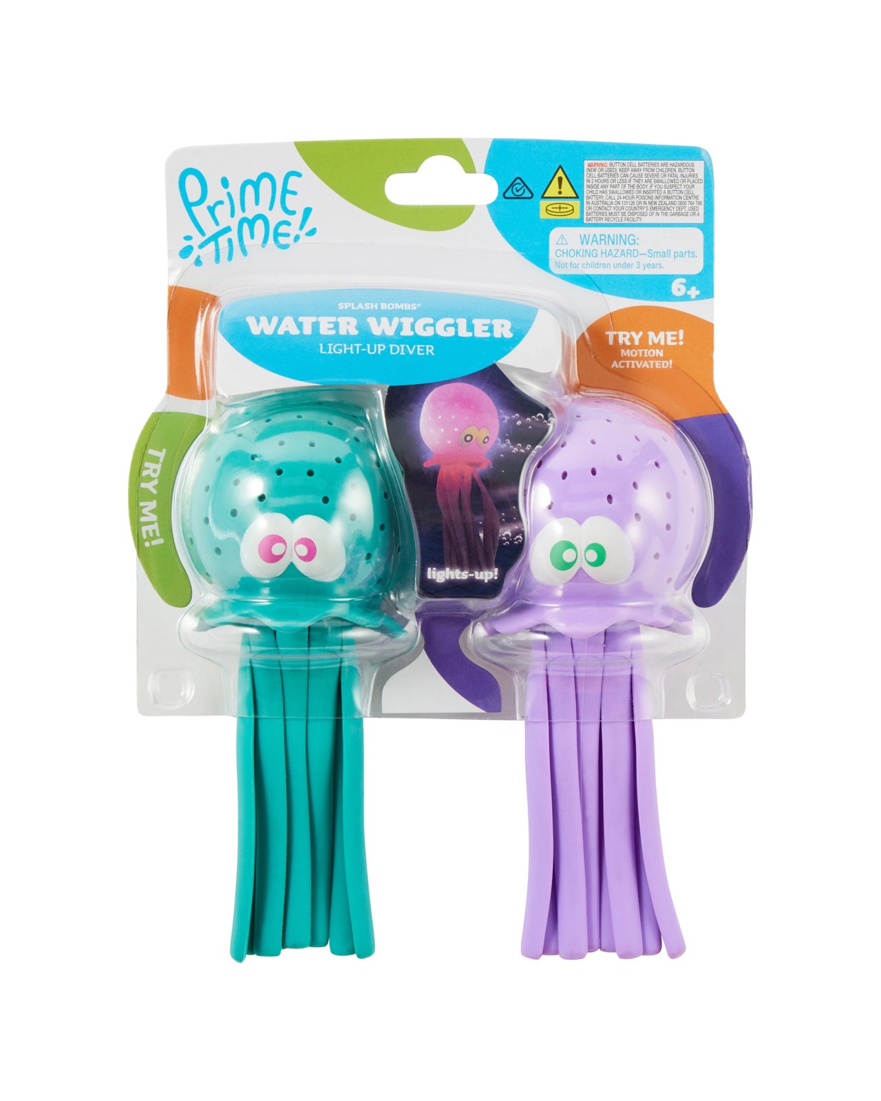 2 Pack Prime Time! Splash Bombs Water Wiggler Light-Up Divers - Assorted 6 of 6