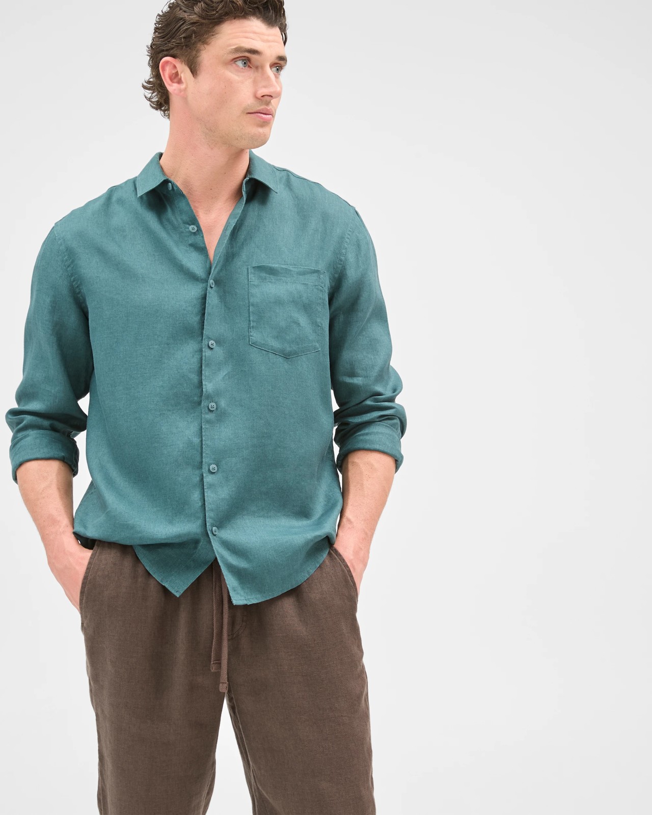 European Linen Full Length Pants - Chocolate 5 of 5