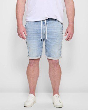 Plus Size Knit Denim Shorts
