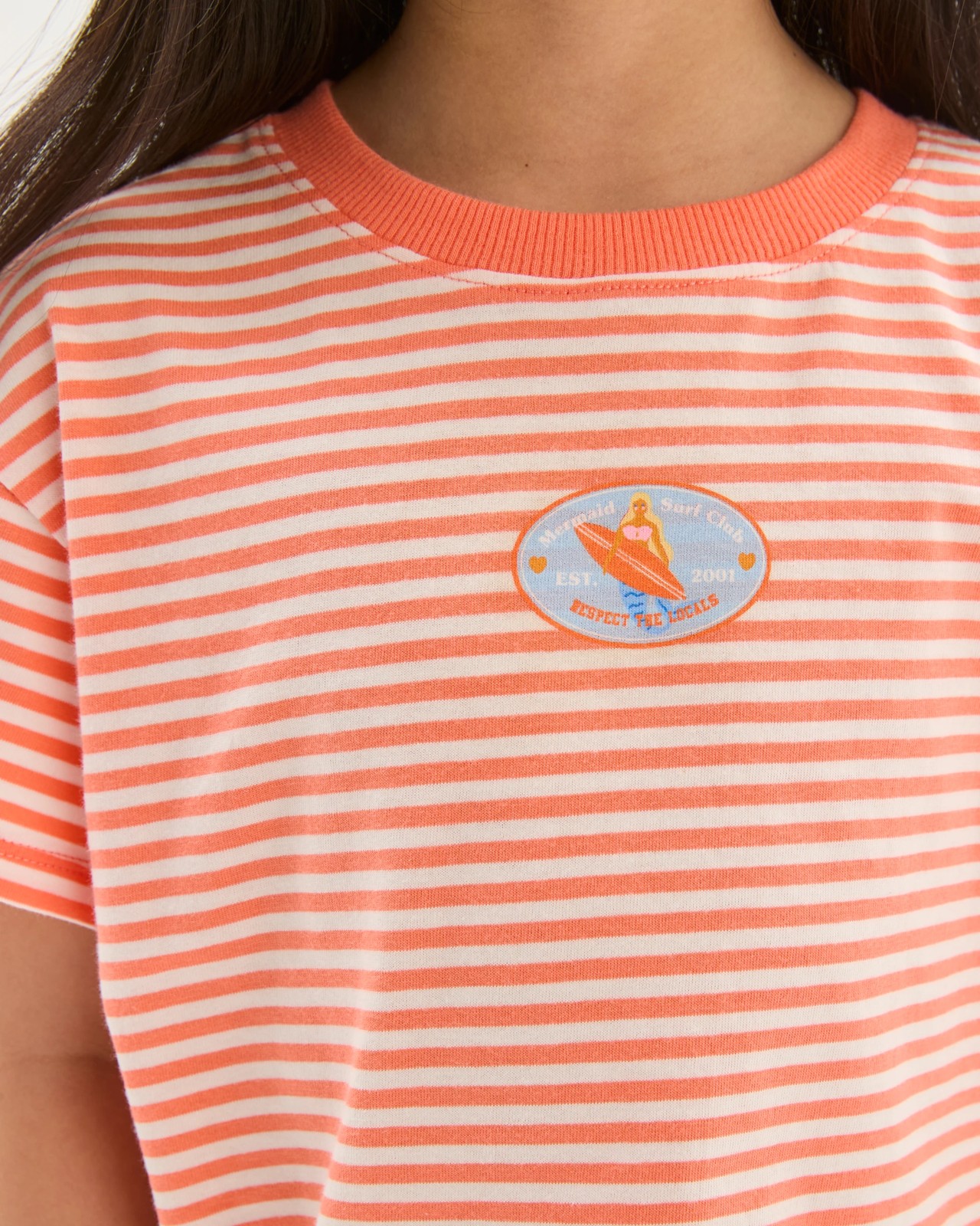 Australian Cotton Oversized T-Shirt - Orange Stripe Sporty 3 of 5