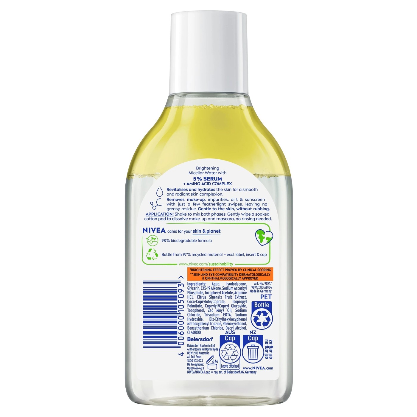 Nivea Brightening Micellar Water 400ml - 5% Serum with Vitamin E and C and Amino Acid Complex 2 of 5