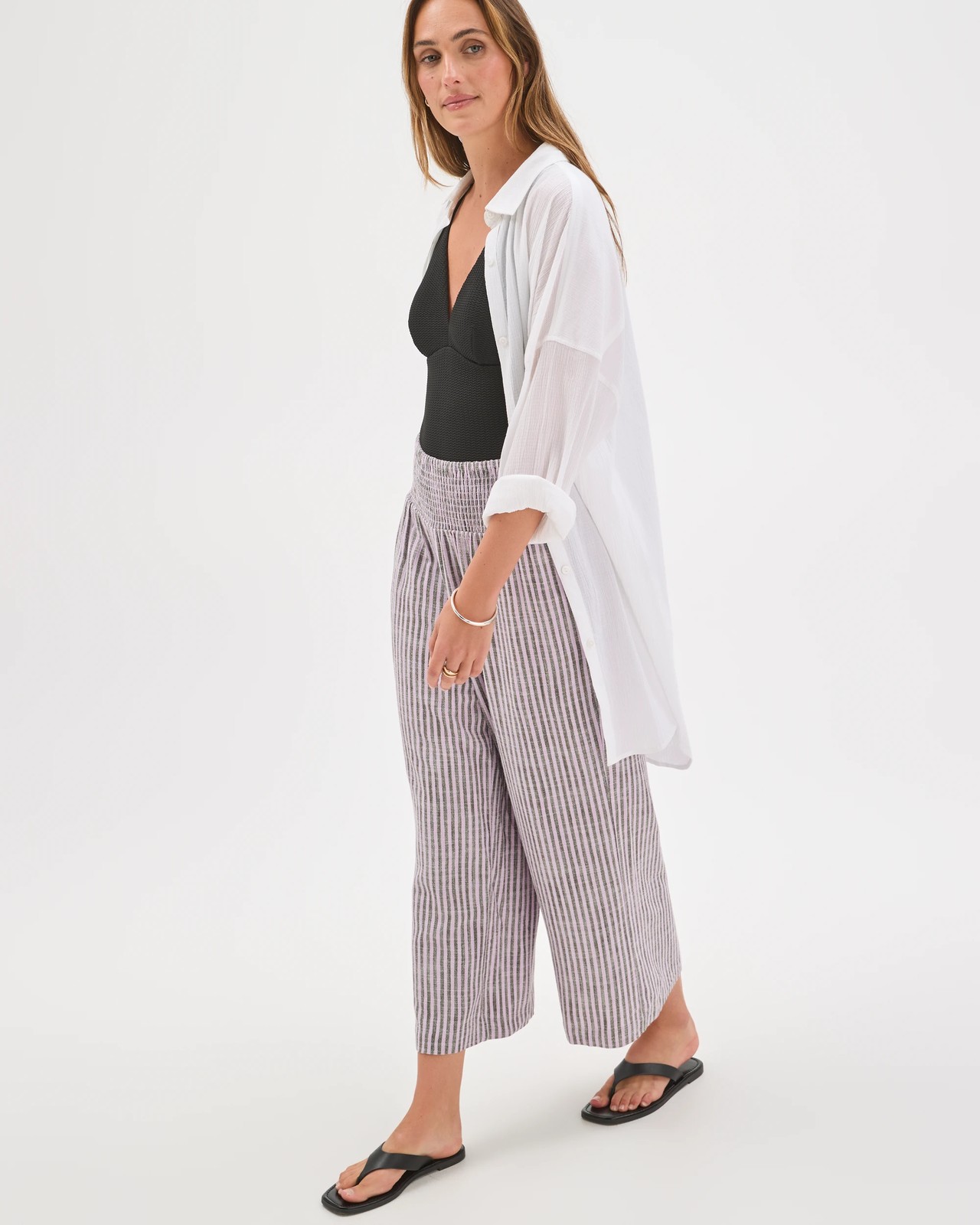 Resort Shirred Waist Culotte Pants - Orchid Bloom 4 of 6