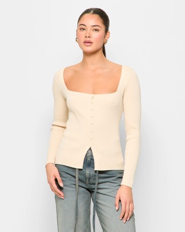 Button Front Knit Top - Lily Loves