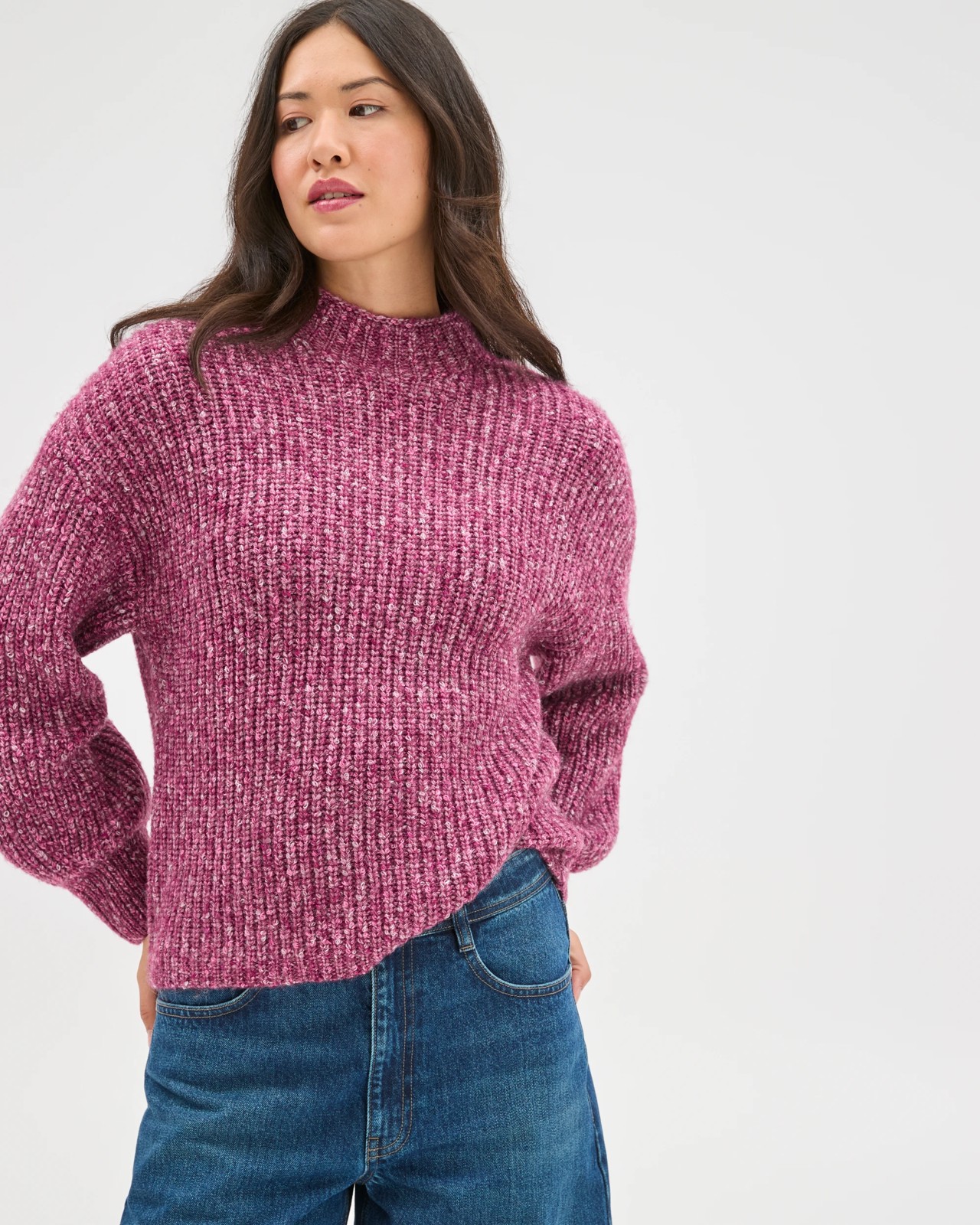 Twist Yarn High Neck Jumper - Boysenberry Twist 6 of 6