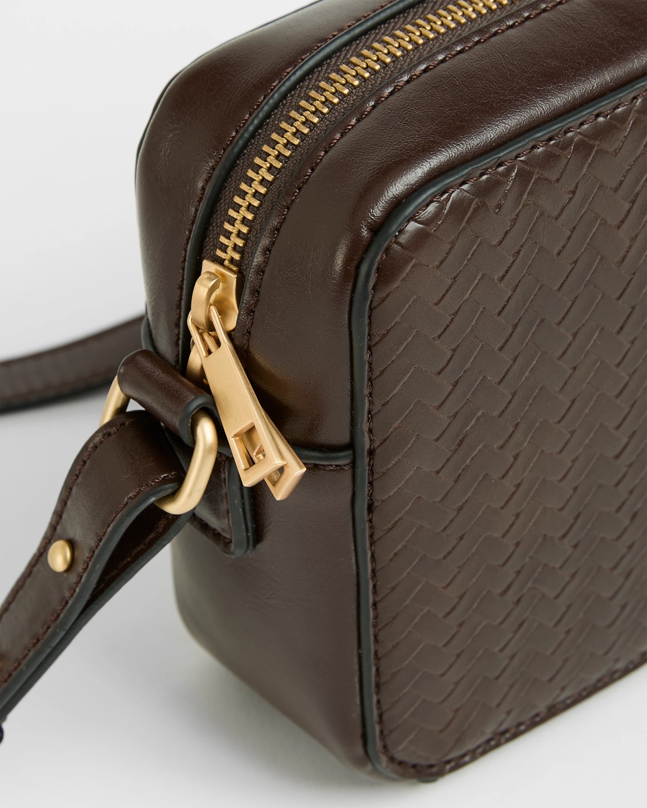 Embossed Weave Camera Crossbody Bag - Bitter Chocolate 2 of 2