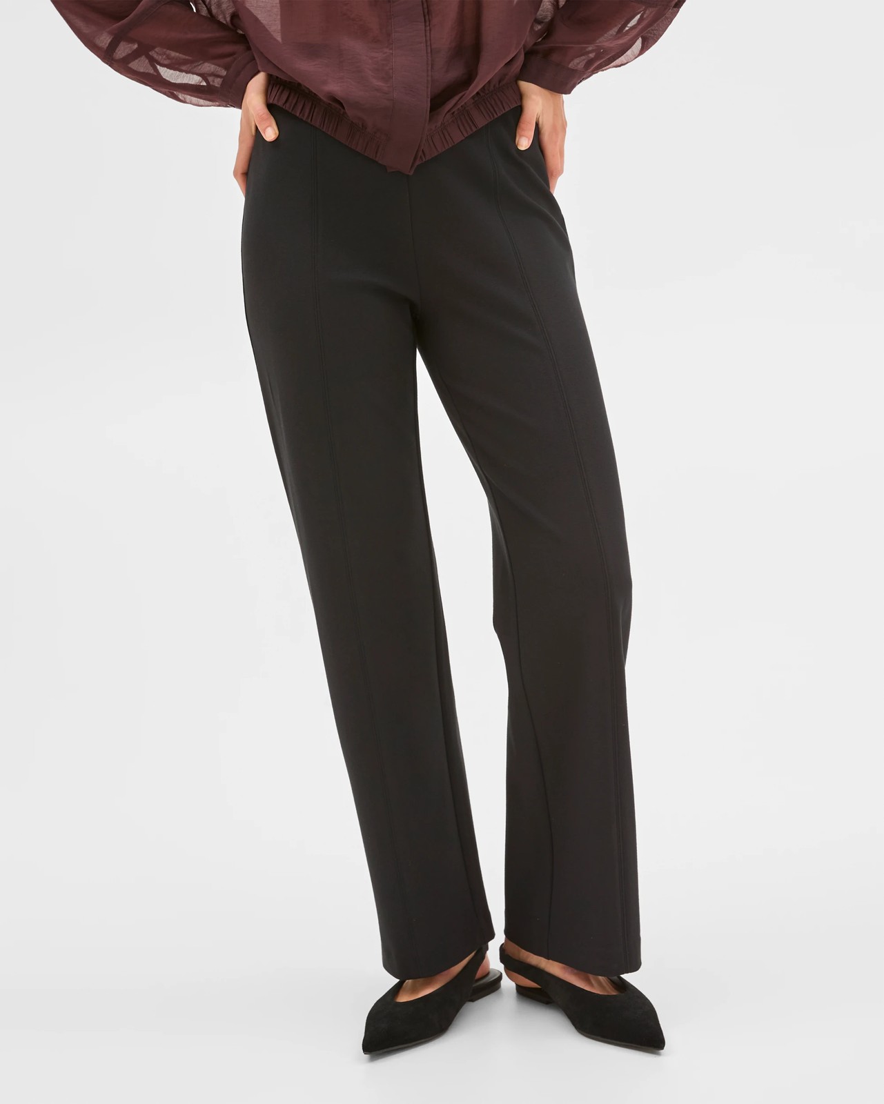 Preview Ponte Full Length Straight Leg Pants 2 of 6