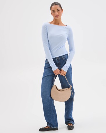 Lily Loves Double Layer Boat Neck Long Sleeve Top