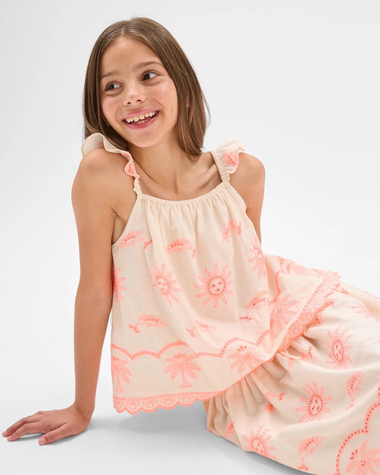 Cotton Sleeveless Embroidered Woven Tank Top - Multi 4 of 6