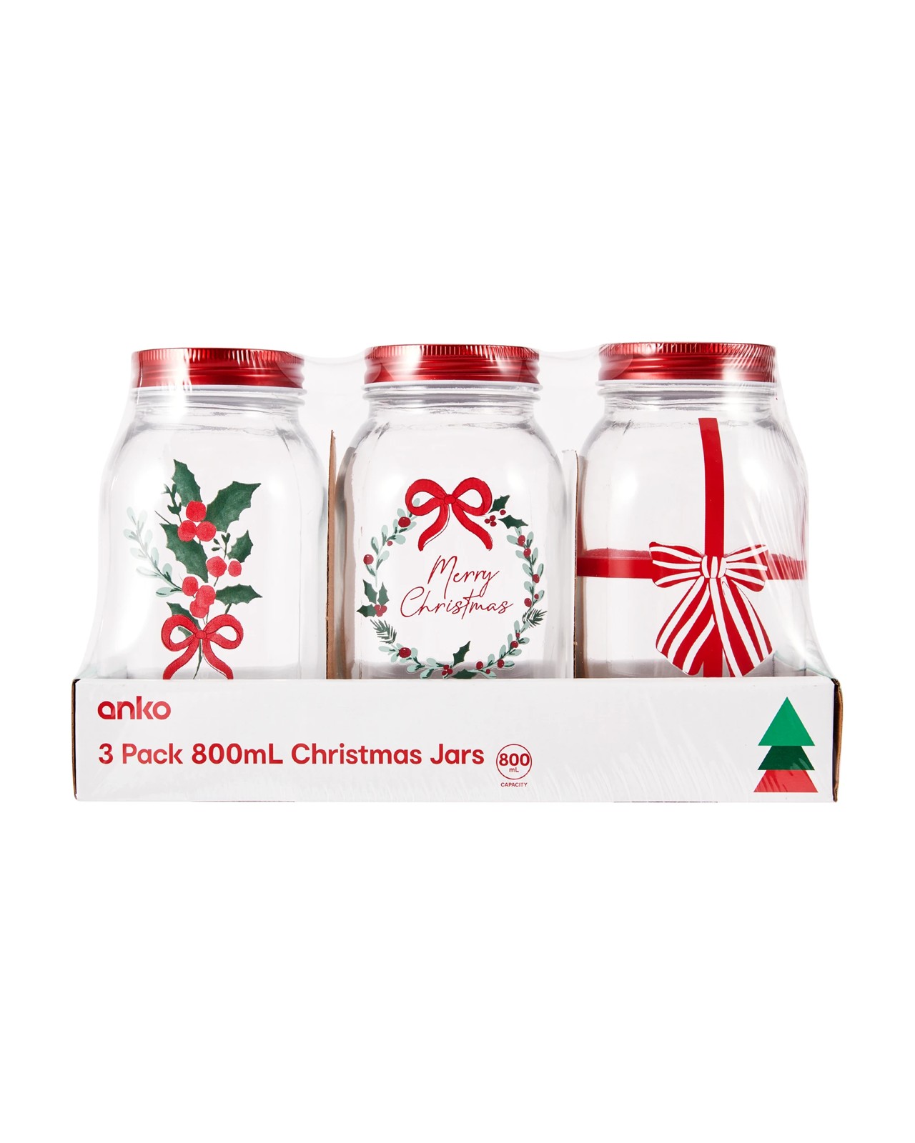 Anko 3 Pack 800ml Christmas Jars 5 of 5