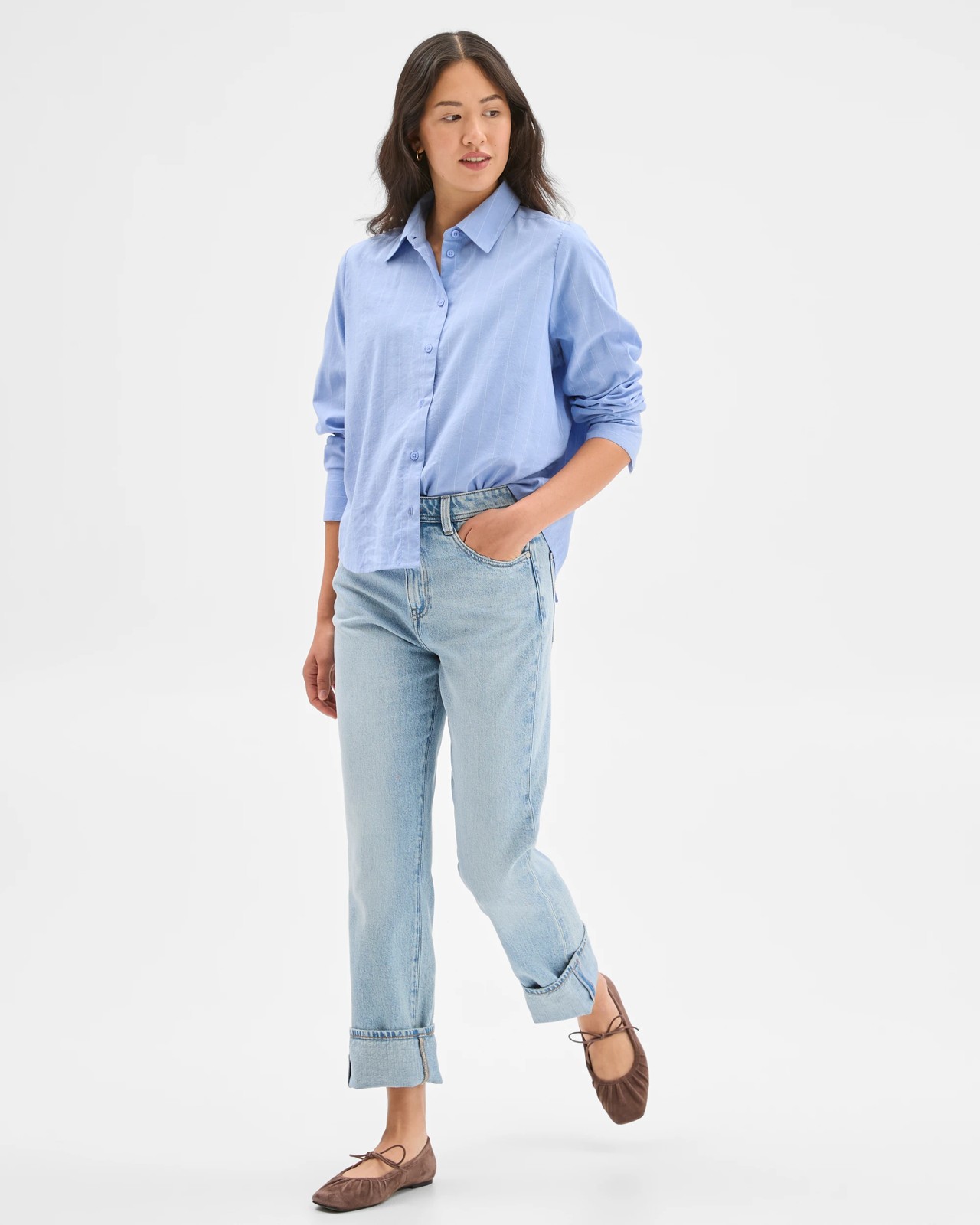 Straight Leg 90's Turn Up Denim Jeans 2 of 5