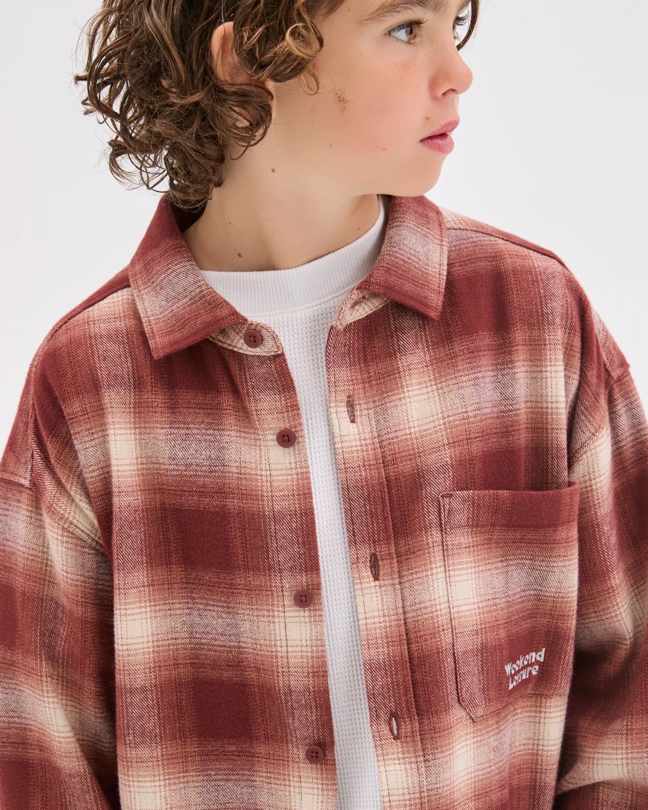 Australian Cotton Long Sleeve Check Shirt - Burgundy 3 of 5