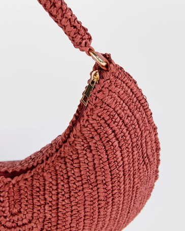 Crescent Paper Straw Shoulder Bag