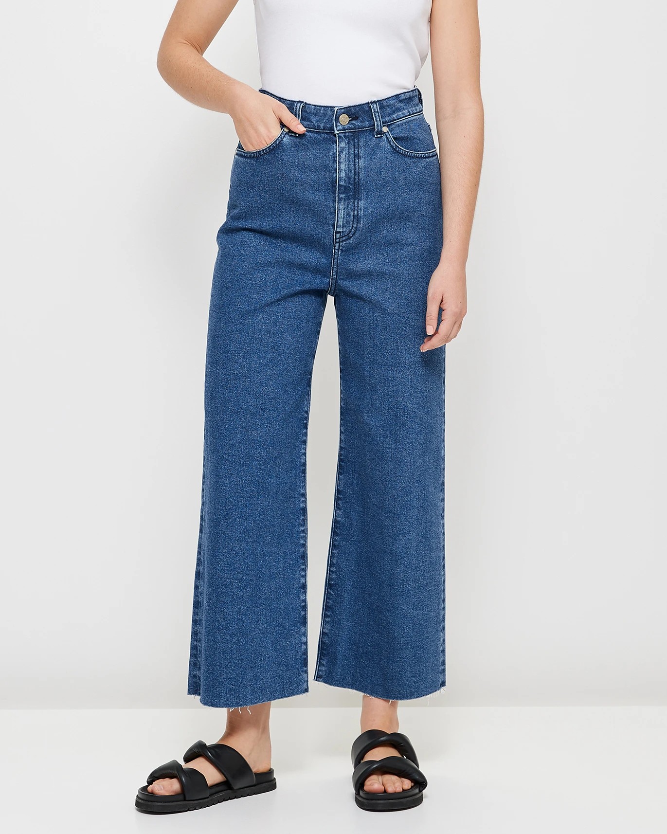 Kelsey Wide Leg High Rise Crop Length Denim Jeans | Target Australia