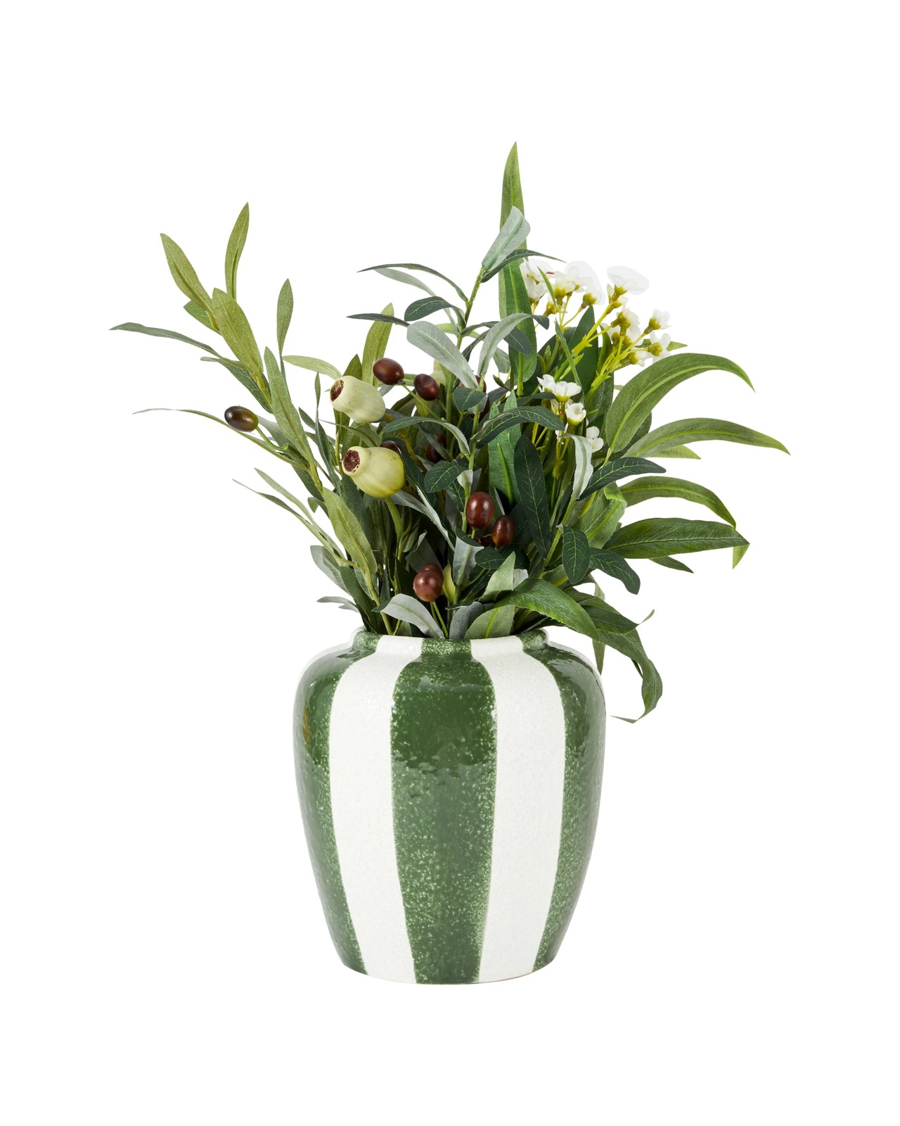 Anko Green Wide Stripe Ceramic Vase 2 of 5