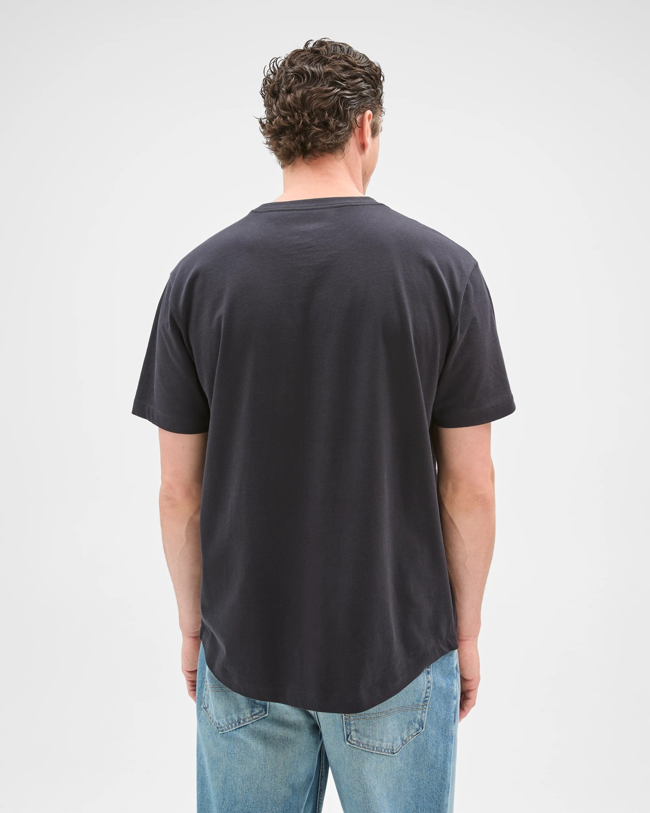 Australian Cotton Curved Hem T-Shirt - Black 6 of 6