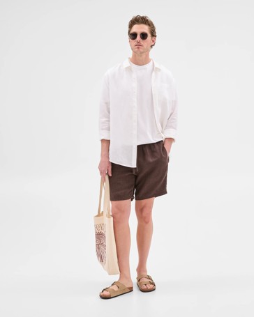 European Linen Stripe Shorts