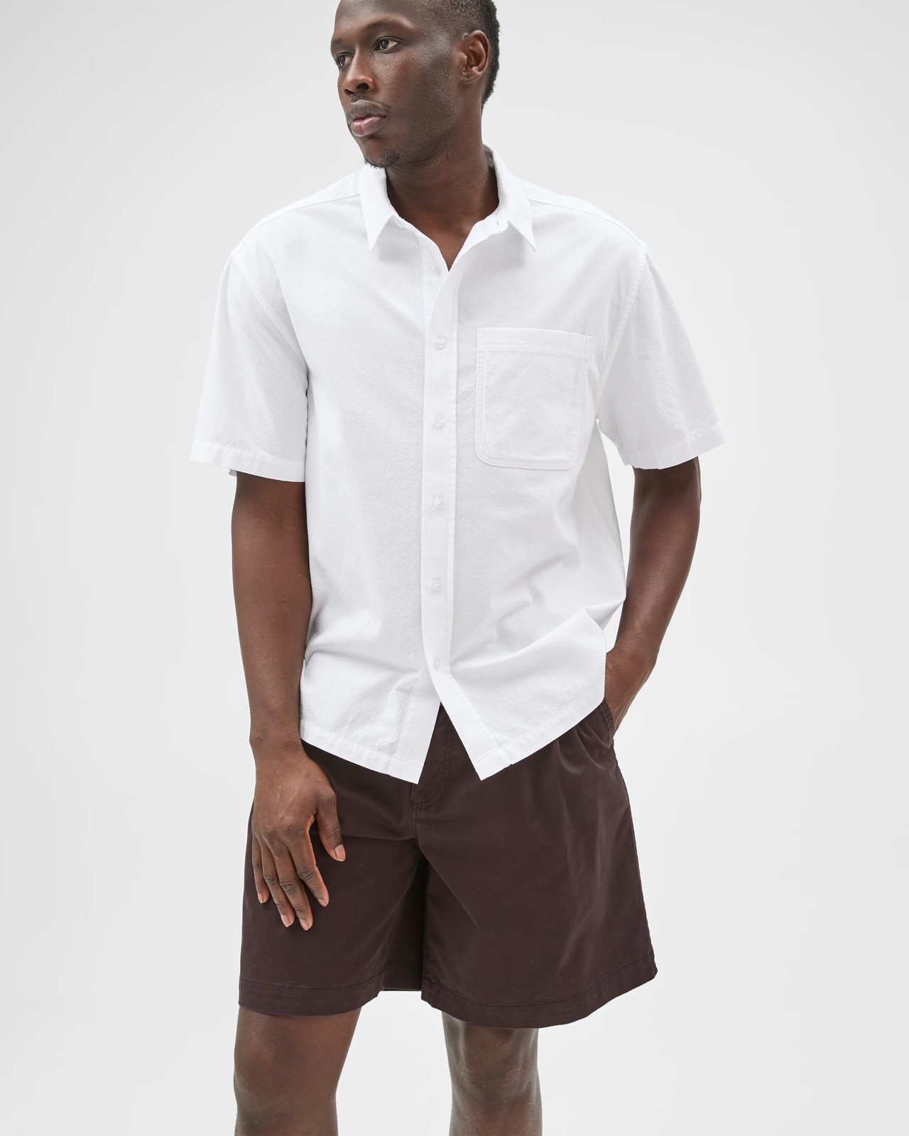 Commons Australian Cotton Pleated Chino Shorts - Dark Brown 4 of 6