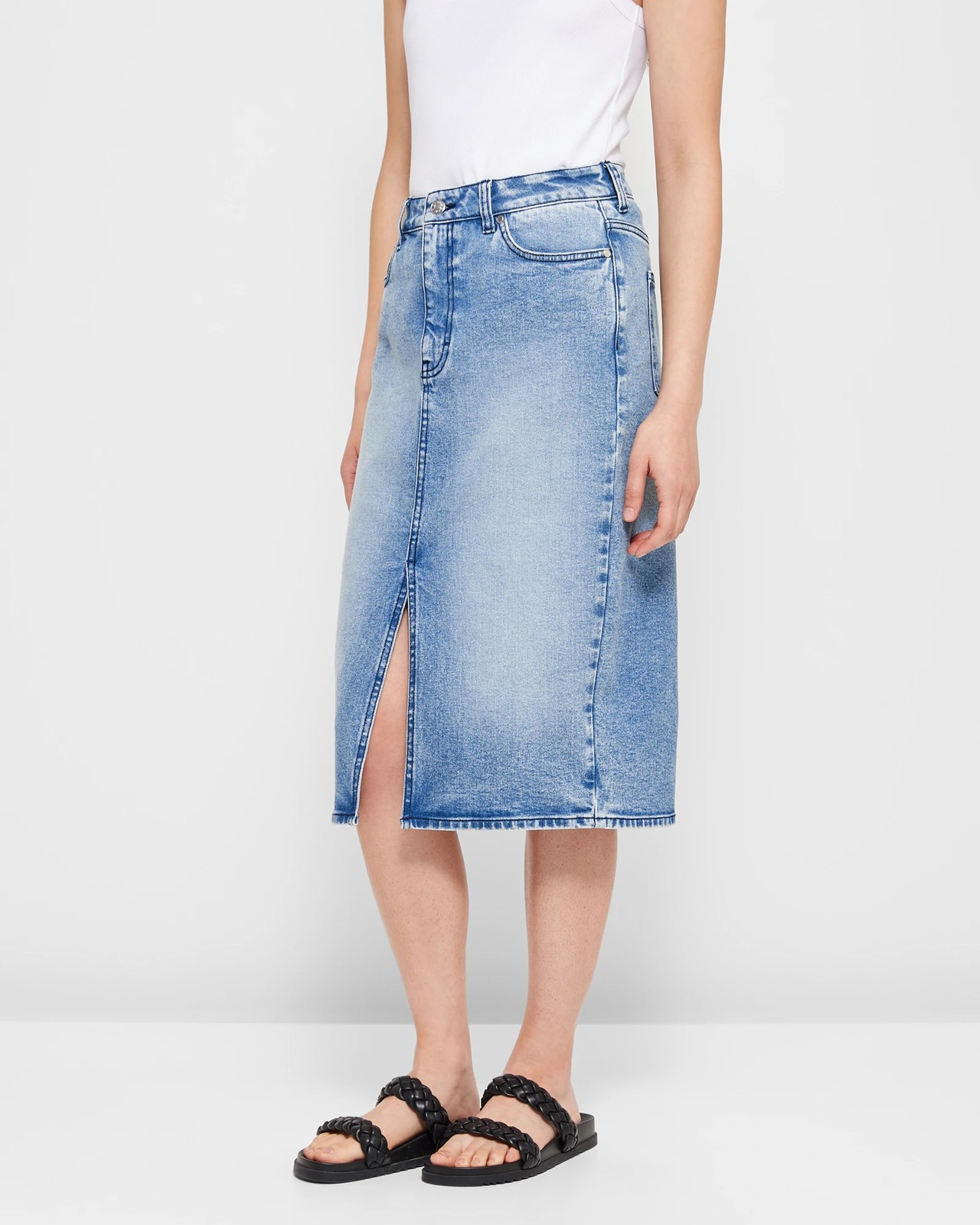 Split Front Denim Pencil Skirt | Target Australia