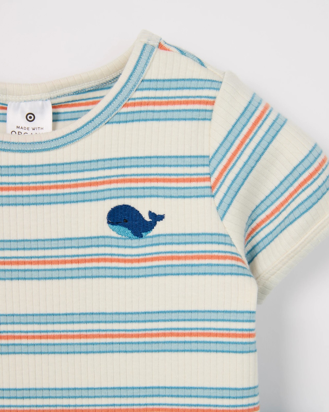 Baby Organic Cotton Ribbed Bodysuit and Leggings Set - Whale Stripe Blue 5 of 6