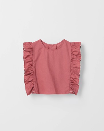 Australian Cotton Blend Ruffle Sleeve Woven Co-ord Tank Top