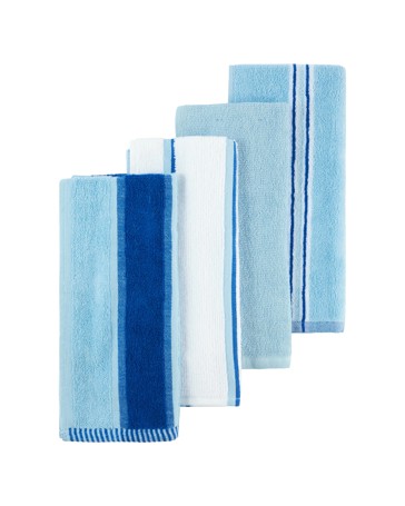 Anko 4 Pack Blue Stripe Terry Tea Towels