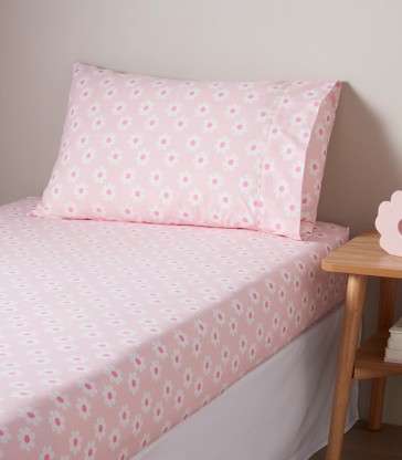 Kids Stonewash Printed Fitted Sheet With Pillowcase - Phoebe Daisy