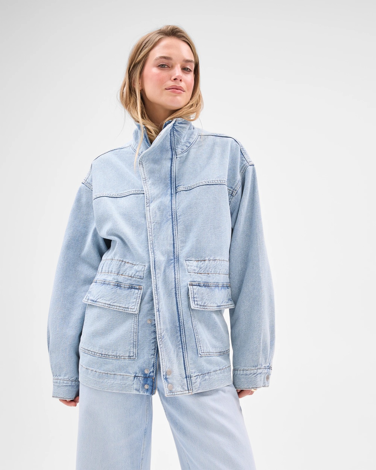 Lily Loves Australian Cotton Blend Funnel Neck Denim Jacket 5 of 5