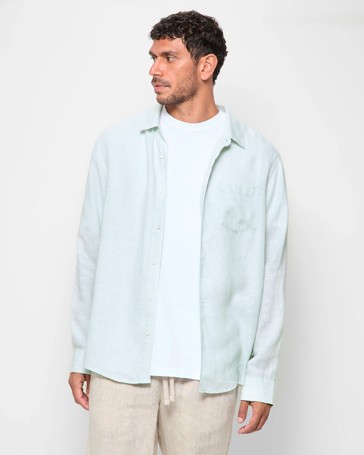 European Linen Long Sleeve Textured Shirt