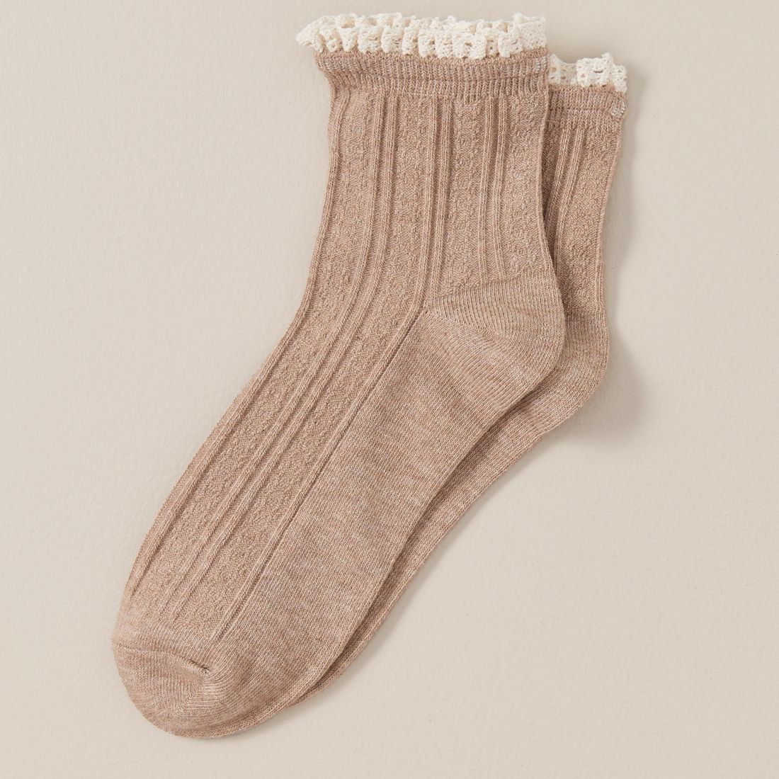 Low Cut Cable Frill Socks ACLab Neutral Marle Target Australia