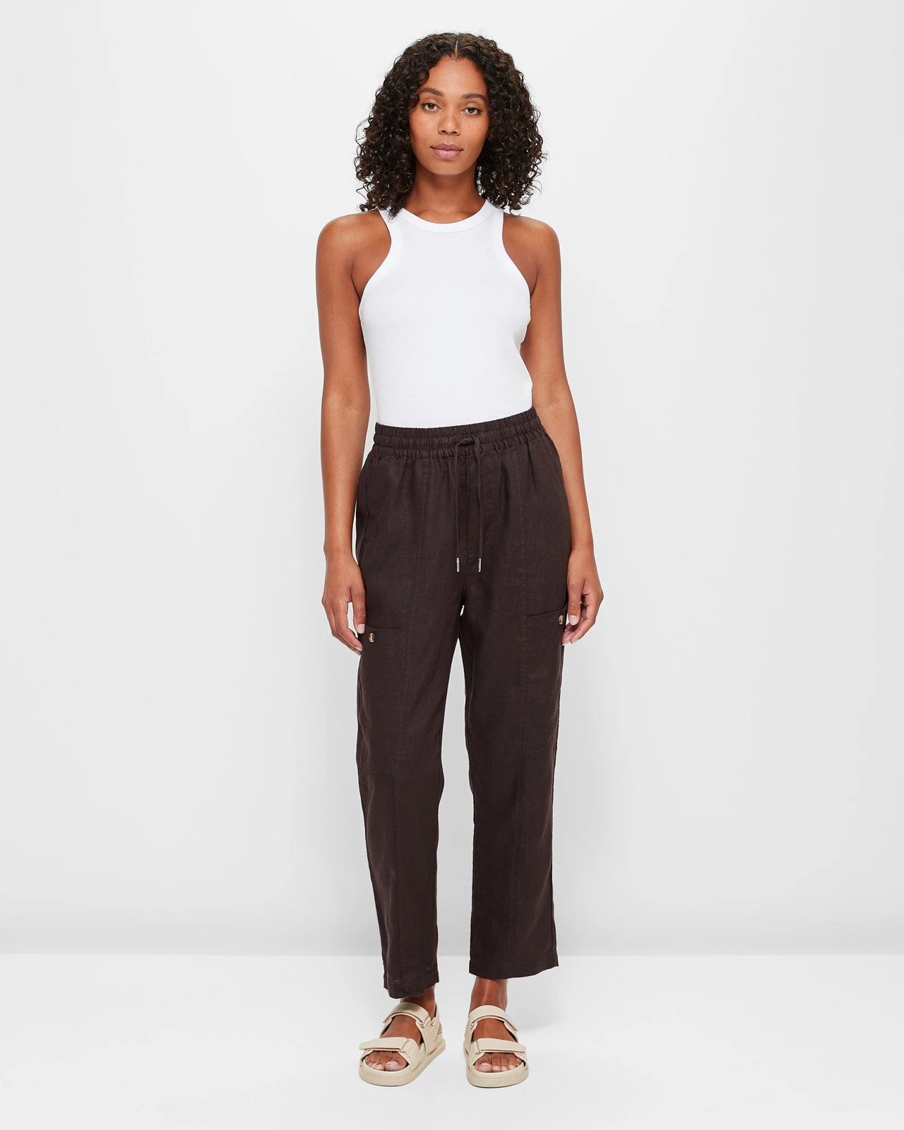 European Linen Pull On Cargo Pants 2 of 5