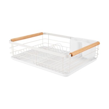 White Wooden Handle Dish Rack - Anko