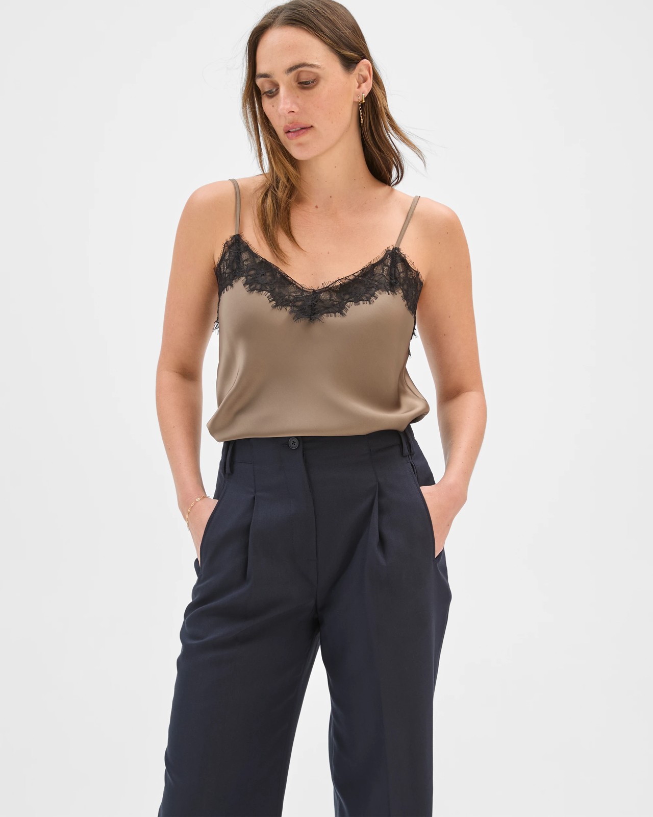 Preview Pocket Detail Straight Leg Pants - Navy 5 of 5