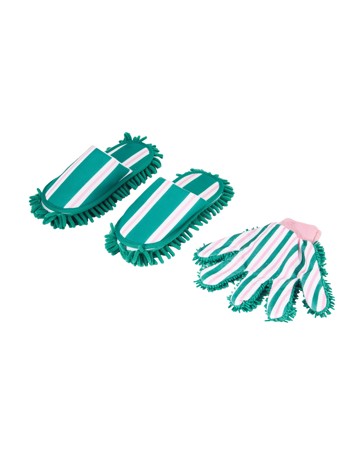 Anko Dust Slippers and Dusting Glove Set- Stripes