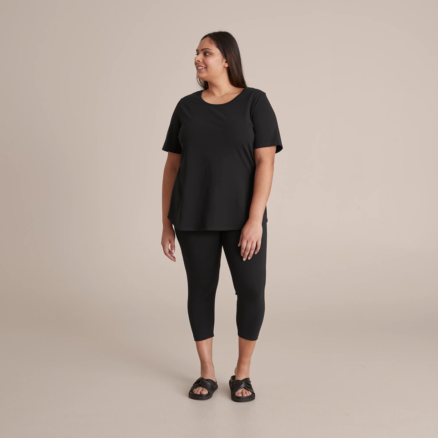 Target Curve Organic Cotton 3/4 Length Leggings - Black