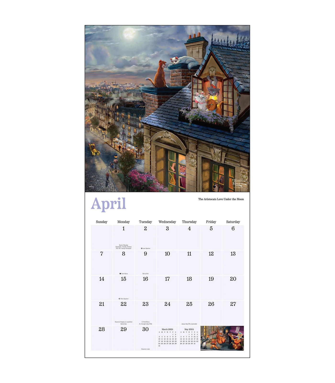 Disney Dreams Thomas Kinkade Studios 2024 Square Calendar 