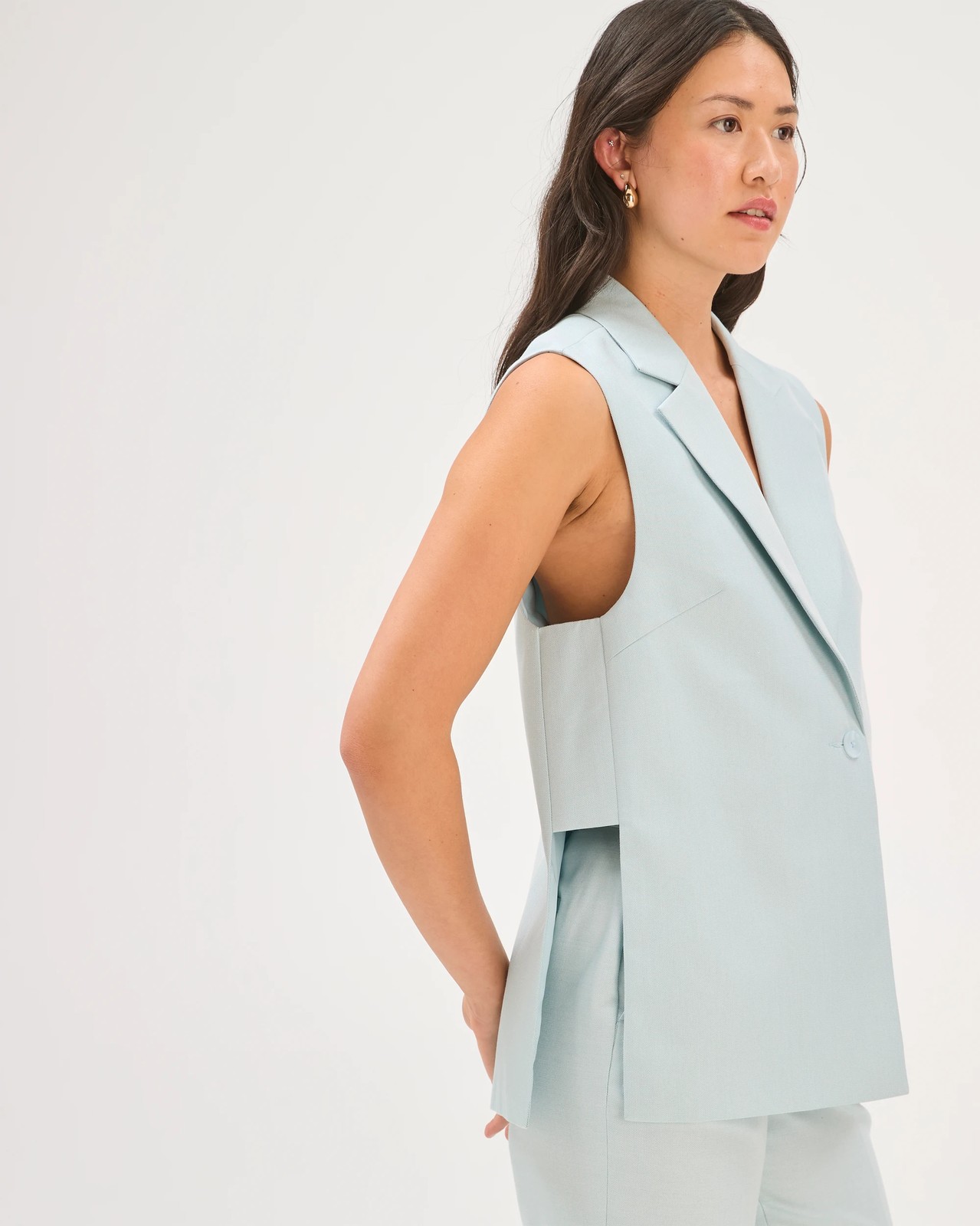 Preview Textured Tailored Back V Detail Vest 5 of 5