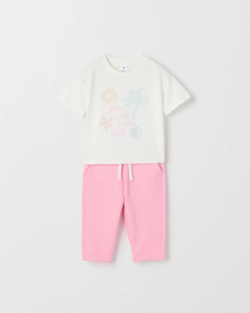 Baby Organic Cotton Embroidered T-Shirt and Trackpants Set