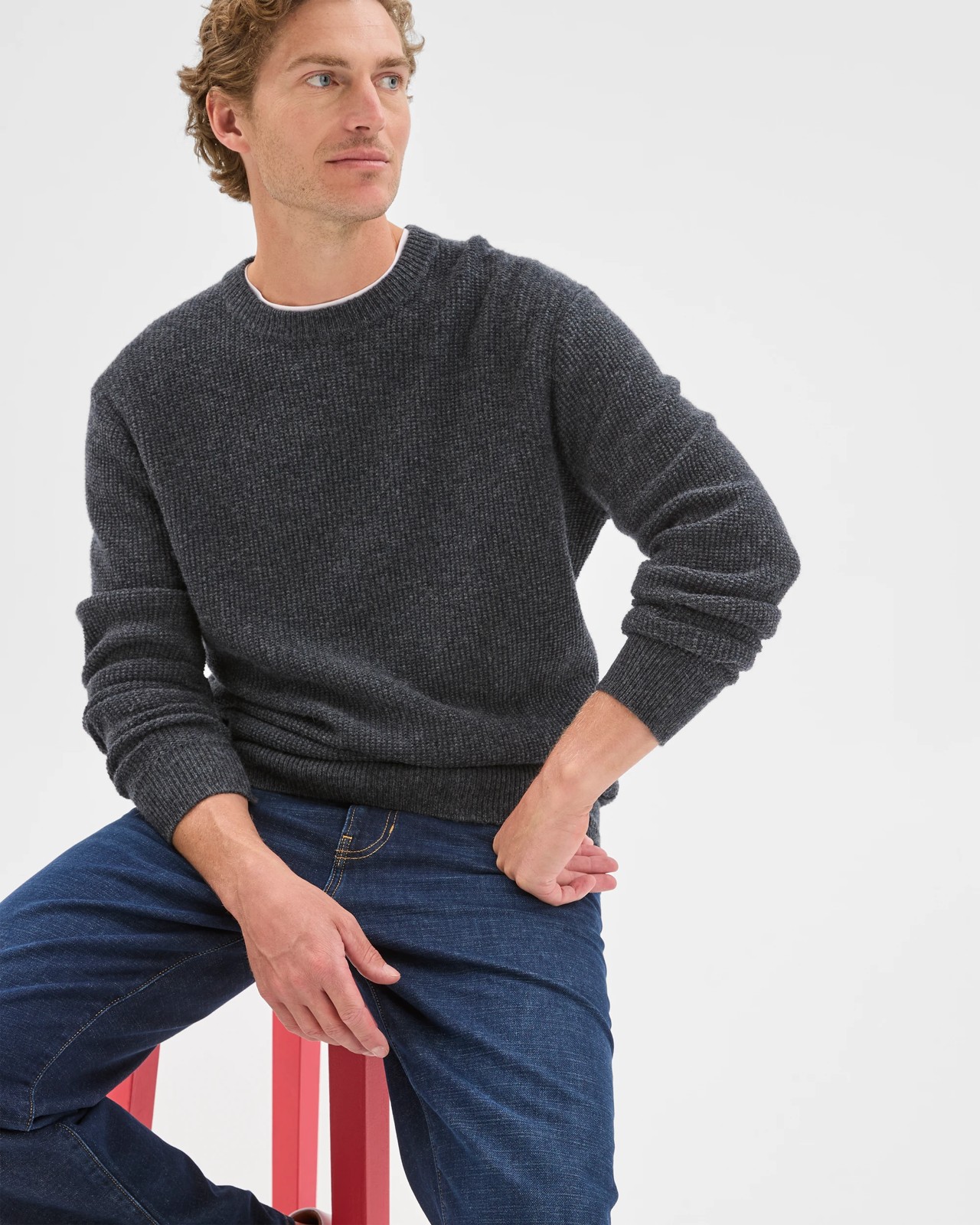 Lambswool Long Sleeve Crew Neck Knit Jumper - Charcoal 3 of 6