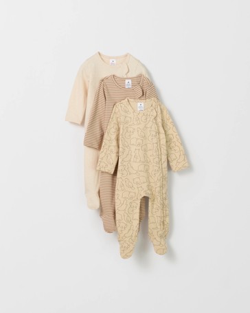 Organic Cotton 3 Pack Baby Zip Coverall