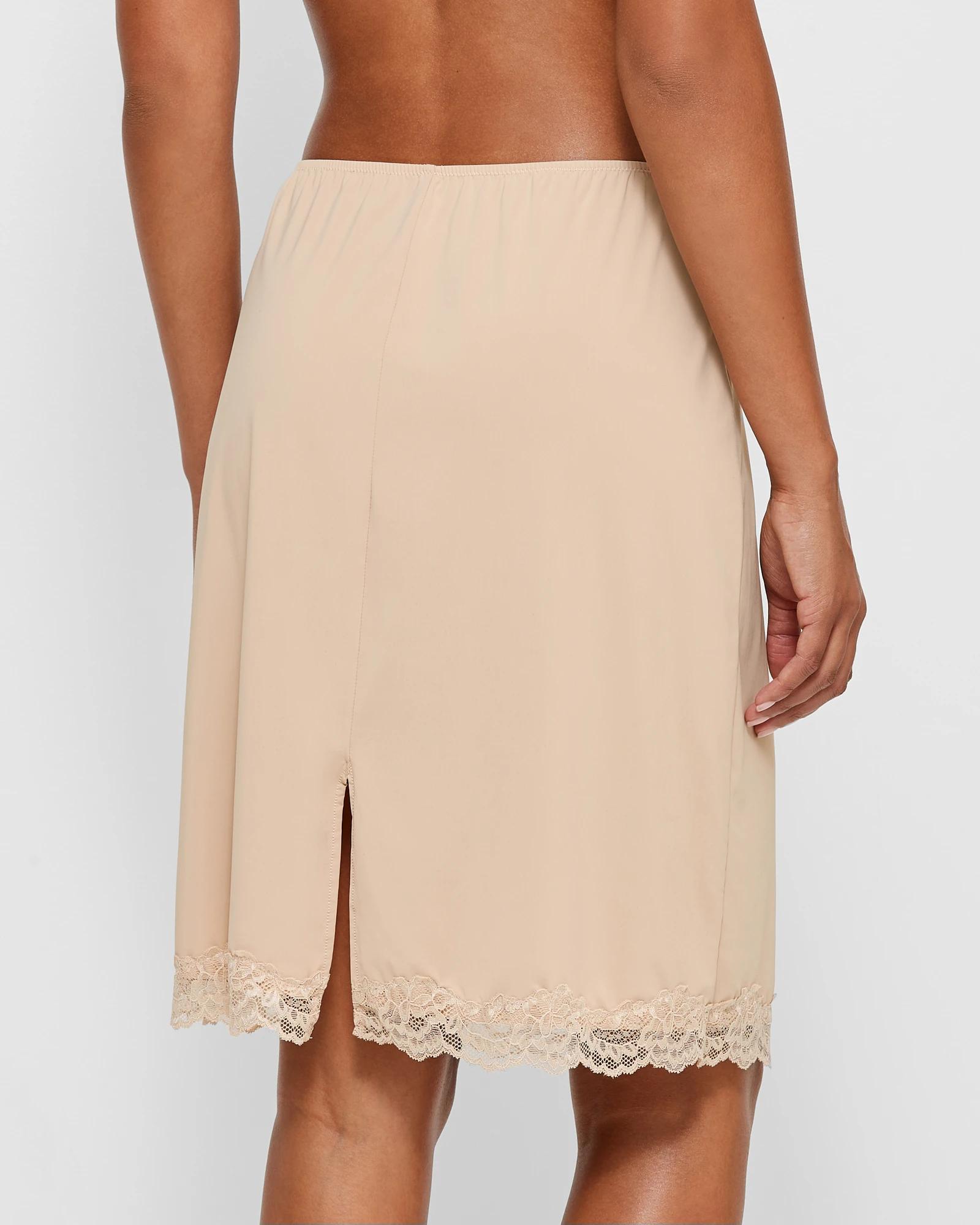 MOSCOAL Lace Slip Skirt For Women Half Slips For Under Dresses Y2K Pleated Ruffle Lace Mini Skirt Extender Underskirt Black Small