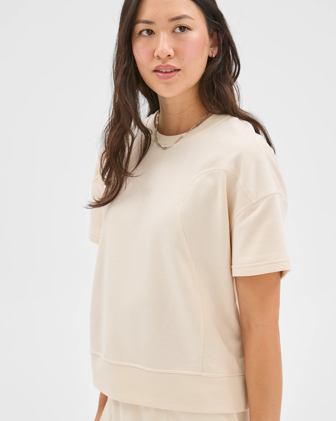 Active Australian Cotton Blend Knit T-Shirt - Oatmilk 4 of 6