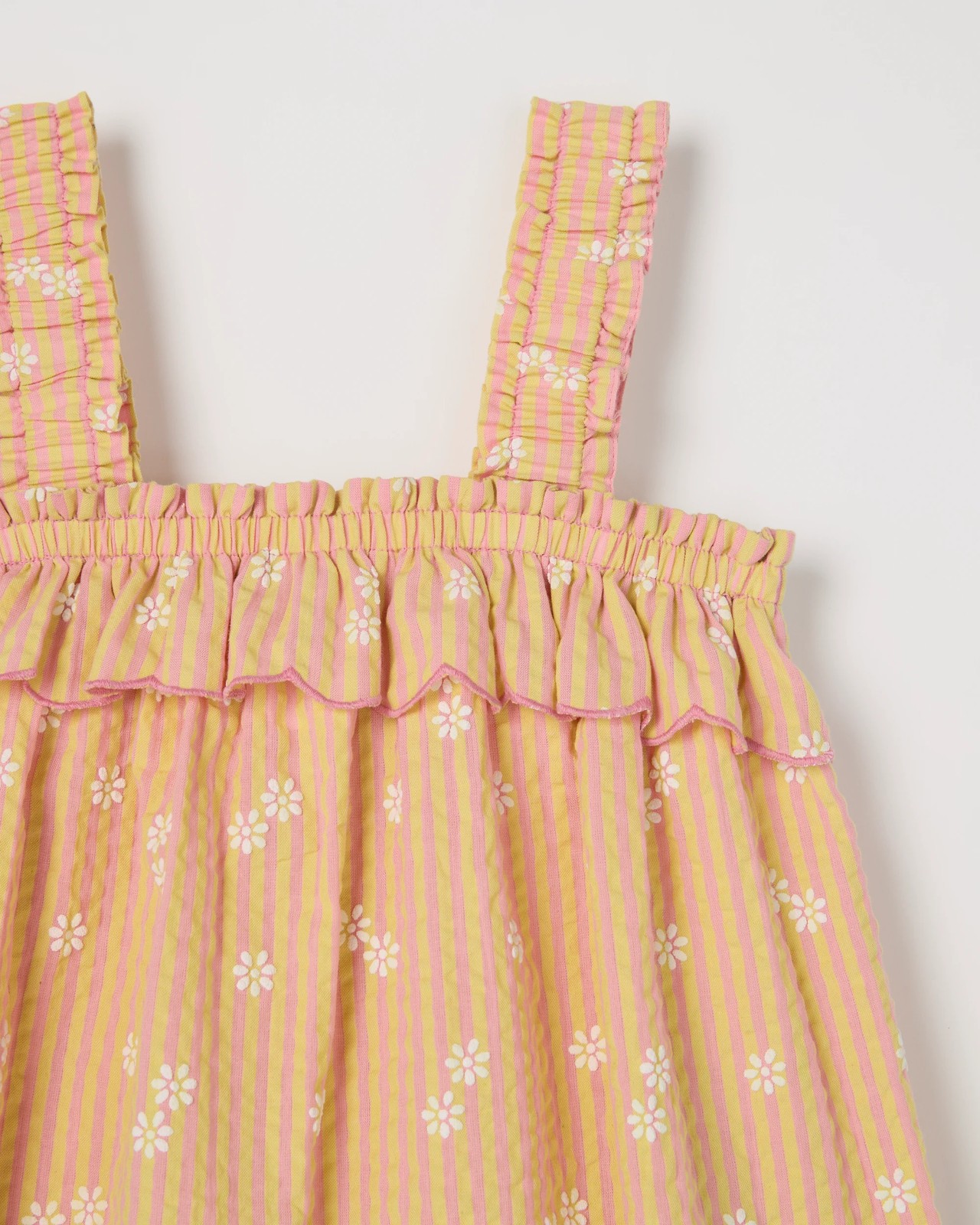 Seersucker Woven Top & Shorts Set - Yellow / Pink 2 of 2