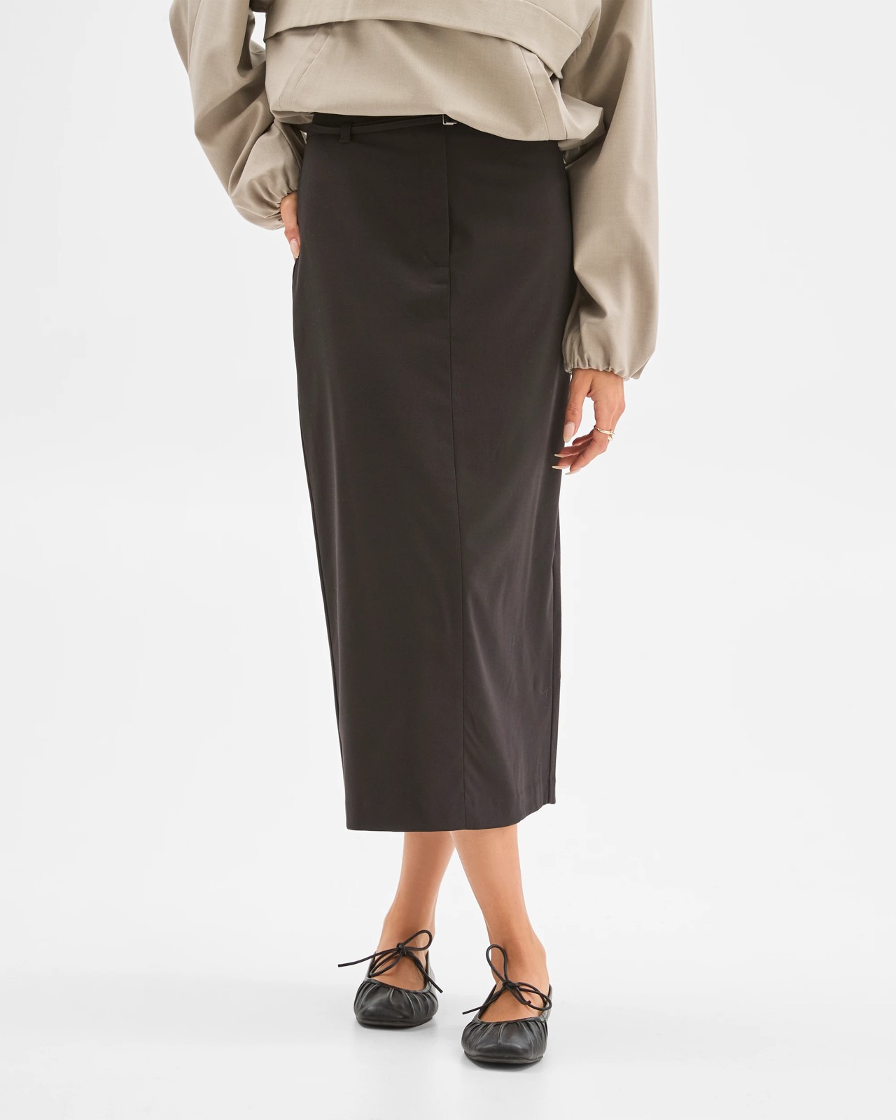 Lily Loves Column Midi Skirt - Black 6 of 6