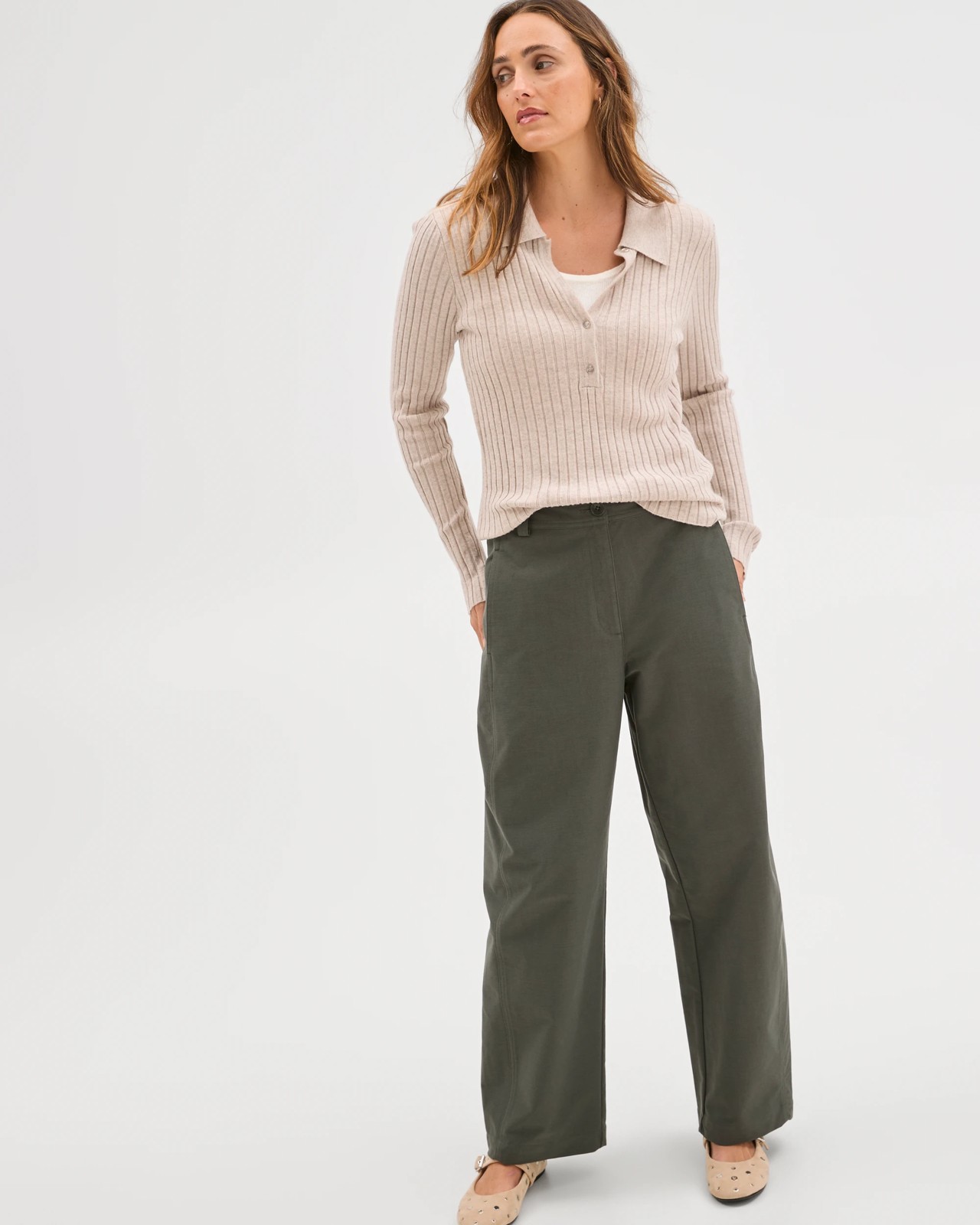 Relaxed Forward Seam Barrel Leg Pants - Oregano 3 of 6