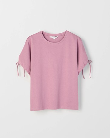 Petites Australian Cotton Gathered Sleeve T-Shirt