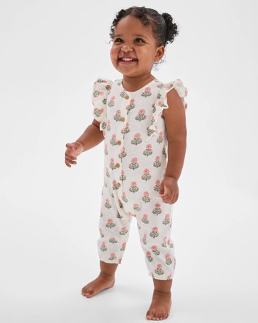 Baby Girls Organic Cotton Jersey Print Jumpsuit