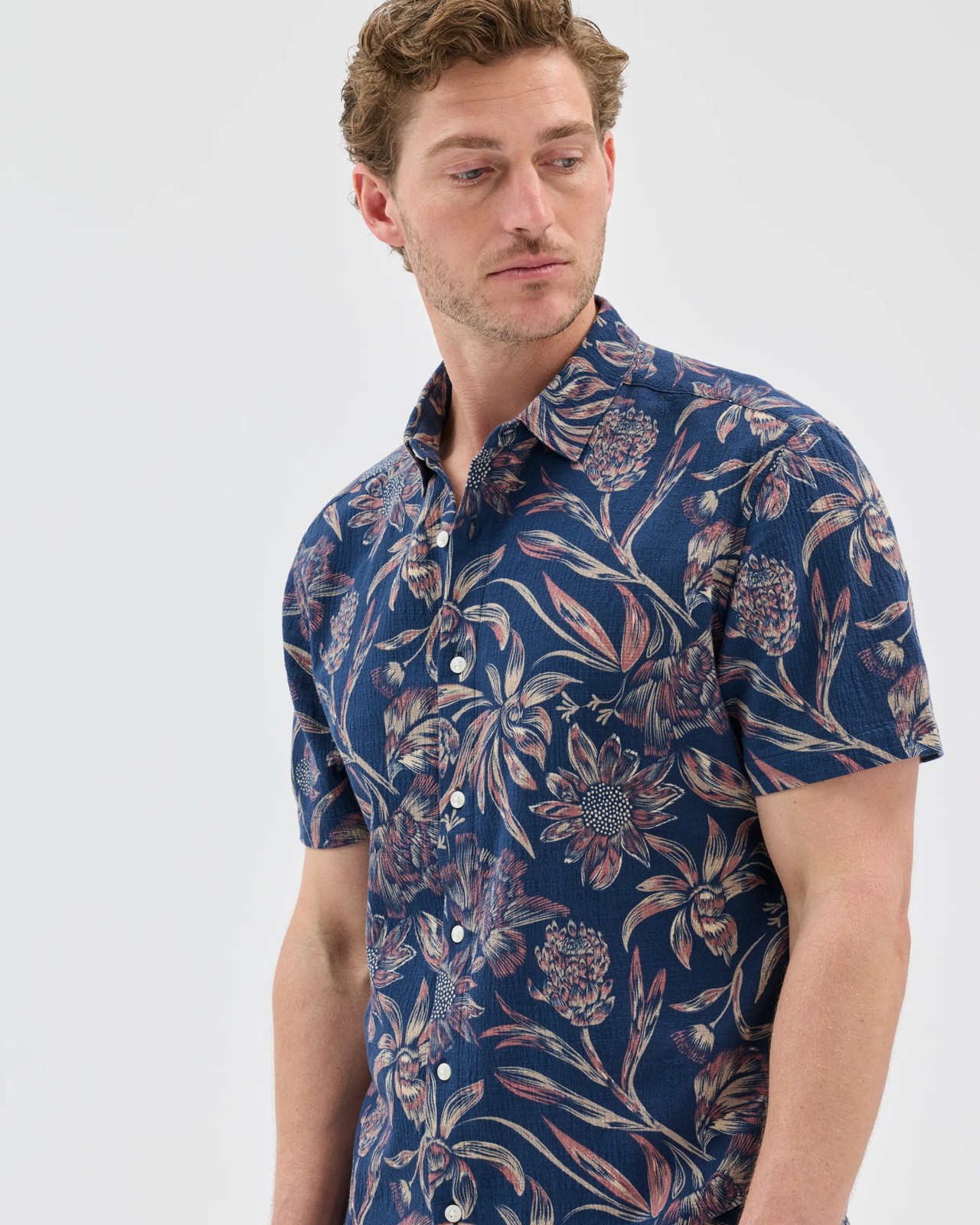 Australian Cotton Short Sleeve Crinkle Floral Shirt 4 of 5