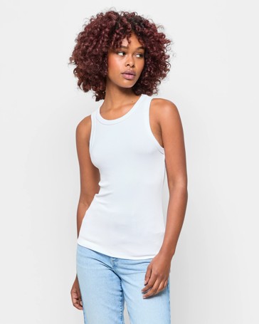 Petites Sleeveless Racer Rib Tank Top