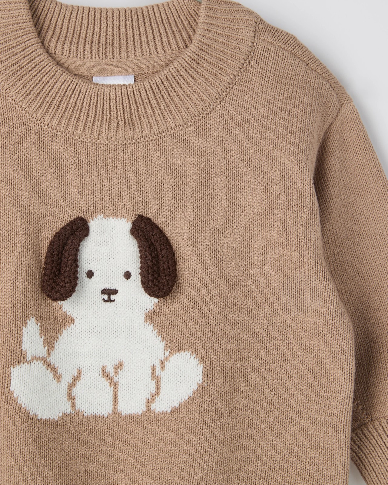 Baby Organic Cotton Chunky Rib Knit Jumper - Puppy Light Taupe 5 of 5